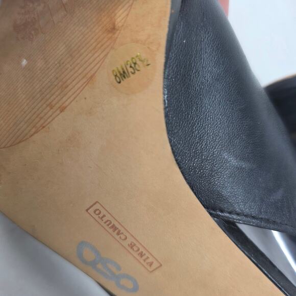 Vince Camuto Leather Peep Toe Slingback Heels Womens 8M Black - Picture 8 of 8